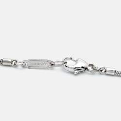 Pre Owned Tiffany & Co. Feather Pendant 18k White Gold Snake Chain Pendant Necklace