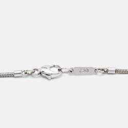 Pre Owned Tiffany & Co. Feather Pendant 18k White Gold Snake Chain Pendant Necklace