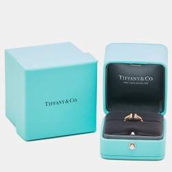 Pre Owned Tiffany & Co. Tiffany T Wire Mother of Pearl Diamond 18k Rose Gold Ring Size 50