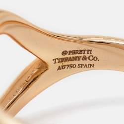 Pre Owned Tiffany & Co. Elsa Peretti 18K Yellow Gold Open Heart Ring Size 50