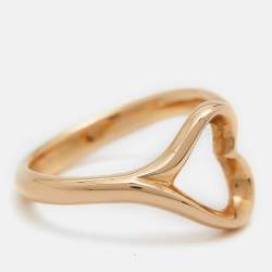 Pre Owned Tiffany & Co. Elsa Peretti 18K Yellow Gold Open Heart Ring Size 50