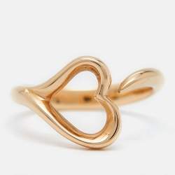 Pre Owned Tiffany & Co. Elsa Peretti 18K Yellow Gold Open Heart Ring Size 50