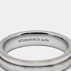 Pre Owned Tiffany & Co. T Narrow Ring 18k White Gold Ring Size 59