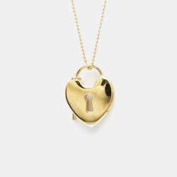 Tiffany & Co. 18K Pink Gold  No Stone Heart Key Pendant Necklace