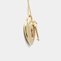 Tiffany & Co. 18K Pink Gold  No Stone Heart Key Pendant Necklace