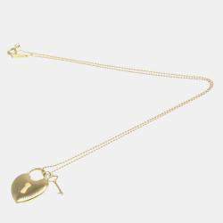 Tiffany & Co. 18K Pink Gold  No Stone Heart Key Pendant Necklace