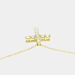 Tiffany & Co. 18K Yellow Gold Diamond Cross Pendant Necklace
