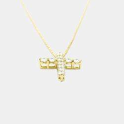 Tiffany & Co. 18K Yellow Gold Diamond Cross Pendant Necklace