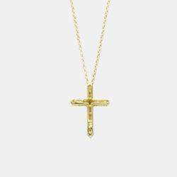 Tiffany & Co. 18K Yellow Gold Diamond Cross Pendant Necklace