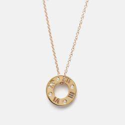 Pre Owned Tiffany & Co. 18K Rose Gold and Diamond Atlas Pendant Necklace