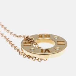 Pre Owned Tiffany & Co. 18K Rose Gold and Diamond Atlas Pendant Necklace