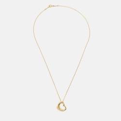 Pre Owned Tiffany & Co. Elsa Peretti Open Heart Diamond 18K Yellow Gold Necklace