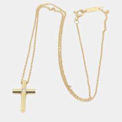 مملوكة مسبقًا Tiffany & Co. 18k Yellow Gold Diamond Cross Pendant Necklace