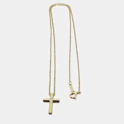 مملوكة مسبقًا Tiffany & Co. 18k Yellow Gold Diamond Cross Pendant Necklace