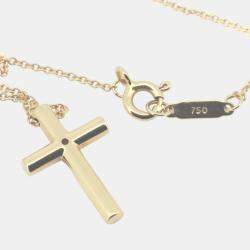 مملوكة مسبقًا Tiffany & Co. 18k Yellow Gold Diamond Cross Pendant Necklace