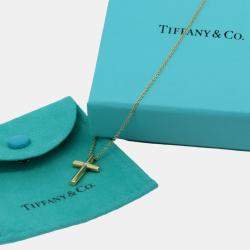 مملوكة مسبقًا Tiffany & Co. 18k Yellow Gold Diamond Cross Pendant Necklace