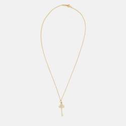 Tiffany & Co. Fleur de Lis Key Diamond 18k Gold Necklace