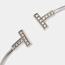 Tiffany & Co. Tiffany T Wire Diamonds 18k White Gold Open Cuff Bracelet