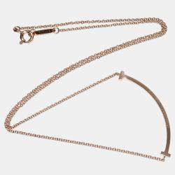 Tiffany & Co. 18K Rose Gold and Diamond T Smile Pendant Necklace
