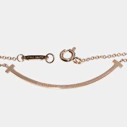 Tiffany & Co. 18K Rose Gold and Diamond T Smile Pendant Necklace