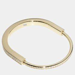 Tiffany & Co. 18K Yellow Gold and Diamond Lock Bangle Bracelet