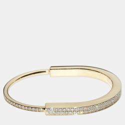 Tiffany & Co. 18K Yellow Gold and Diamond Lock Bangle Bracelet