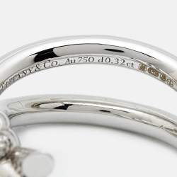 Tiffany & Co. Tiffany Knot Double Row Diamond 18k White Gold Ring Size 55