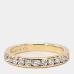 Pre Owned Tiffany & Co. Diamond Yellow Gold and Diamond Half Eternity Wedding Band Ring 49