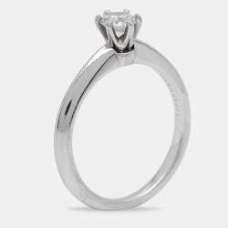 Tiffany & Co Setting 0.31 Carat Diamond Platinum Solitaire Ring Size 50