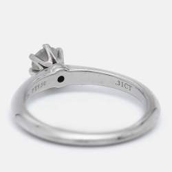 Tiffany & Co Setting 0.31 Carat Diamond Platinum Solitaire Ring Size 50