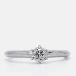 Tiffany & Co Setting 0.31 Carat Diamond Platinum Solitaire Ring Size 50
