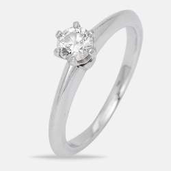 Tiffany & Co Setting 0.31 Carat Diamond Platinum Solitaire Ring Size 50
