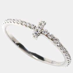 Pre Owned Tiffany & Co K18WG White Gold Diamond T Wire Full Circle Ring