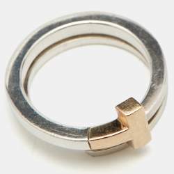Pre Owned Tiffany & Co. T Square 18K Rose Gold Sterling Silver Wrap Ring 50