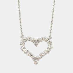 Tiffany & Co. Platinum Diamond Heart Necklace Clear Natural Material