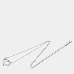 Tiffany & Co. Platinum Diamond Heart Necklace Clear Natural Material