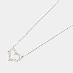 Tiffany & Co. Platinum Diamond Heart Necklace Clear Natural Material