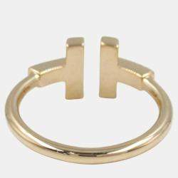 Tiffany & Co. 18K Rose Gold and Diamond T Wire Band Ring EU 53