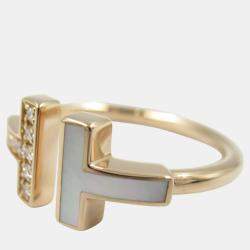 Tiffany & Co. 18K Rose Gold and Diamond T Wire Band Ring EU 53