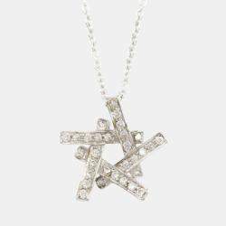 Tiffany & Co. Frank Gehry Necklace 18k White Gold Diamond Clear Metal