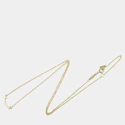 Tiffany & Co. 18k Yellow Gold Diamond T Smile Necklace Clear Metal