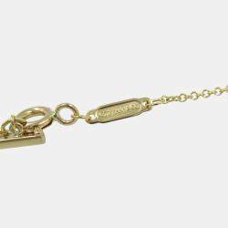 Tiffany & Co. 18k Yellow Gold Diamond T Smile Necklace Clear Metal