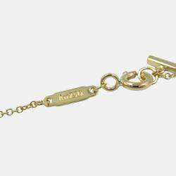 Tiffany & Co. 18k Yellow Gold Diamond T Smile Necklace Clear Metal