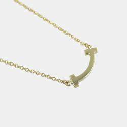 Tiffany & Co. 18k Yellow Gold Diamond T Smile Necklace Clear Metal