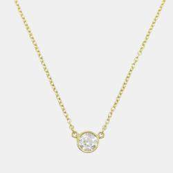 Pre Owned Tiffany & Co. Diamond Necklace 18k Yellow Gold Clear Metal