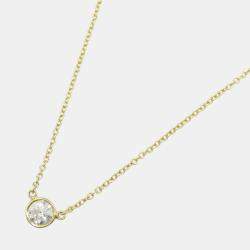 Pre Owned Tiffany & Co. Diamond Necklace 18k Yellow Gold Clear Metal