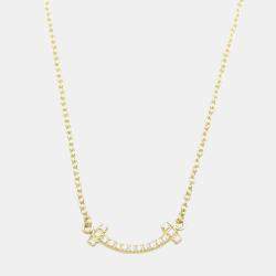 Tiffany & Co. T Smile Mini Diamond Necklace 18k Yellow Gold Metal