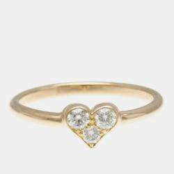 Tiffany & Co. 18K Pink Gold Sentimental Heart Diamond Band Ring EU 54.5