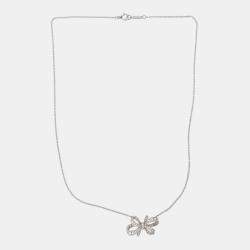 Tiffany & Co. Platinum Diamond Bow Necklace