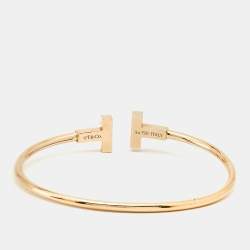 Pre Owned Tiffany & Co. Tiffany T Wire Diamond Mother of Pearl 18k Rose Gold  Bracelet